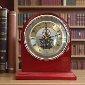 Plymouth Series‎ Rosewood Desk Clock Roman Numerals Skeleton Movement